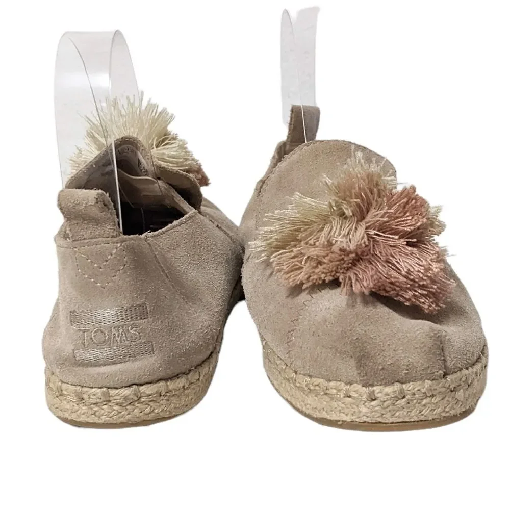 TOMS Alpargata Rope Tan Tassel Suede Espradrilles 8